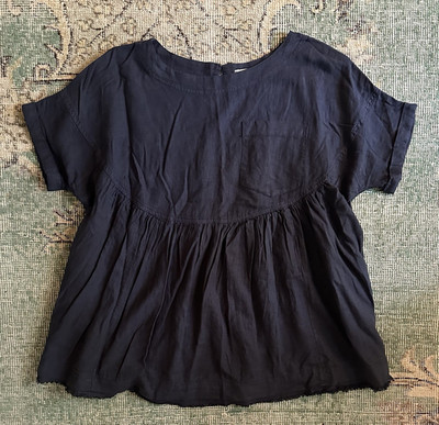FREE PEOPLE We The Free navy Peplum BOHO Top  XS Excellent bohemian linen cotton