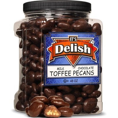 Milk Chocolate Toffee Coated Pecans by It's Delish, 48 Oz Jumbo Container
