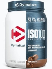 Dymatize ISO 100 Hydrolyzed Whey Protein Powder Chocolate Flavor 20 Servings.