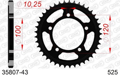 Kettenrad Stahl 43-Zähne 525-Teilung für Aprilia Tuono 1100 V4 Factory ABS 15-18