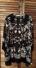 Kimono Duster W/Crochet Lace Trim Flowy Boho Festival Style Cardigan Sz 1X