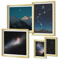 Poster Set Wanddekoration Kosmische Landschaften Von Galaxien Golden Rahmen