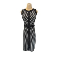 "TALBOTS" Button Front Patterned Dress SZ 4 Business Core Office Siren Goth Core