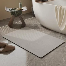 Mecko Bath Mat Rug, Rubber Non-Slip Quick Dry 16"x24", Light Grey 