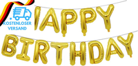 Folie Luftballons Happy Birthday Banner Kit - Gold, Party Dekorationen Ballons,