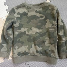 Cat And Jack Boys XS 4 5 Green Camo Long Sleeve Crewneck Sweatshirt Camouflage