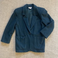 Vintage 80s Express Compagnie Internationale Wool Blend Blazer Small Teal/Green