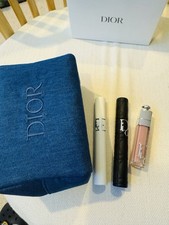 Dior Gift Set Denim Cosmetic bag  2 Mascaras  1 Lip Maximizer New In Box