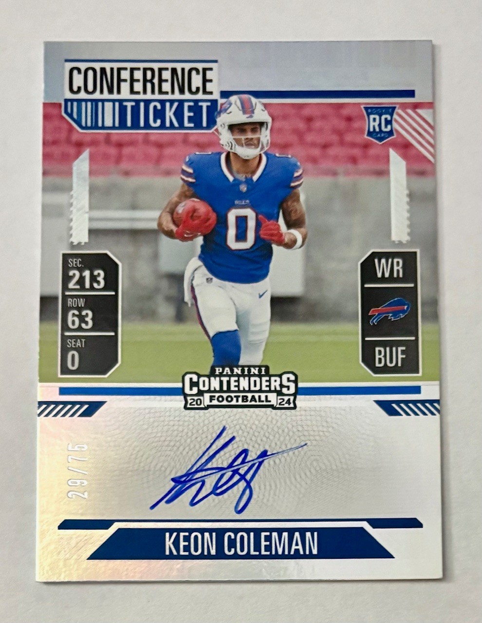 2024 Panini Contenders Conference Ticket #117 Keon Coleman Rookie Auto #'d /75