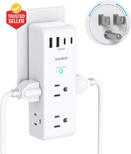 Surge Protector Outlet Extender - with Rotating Plug, 6 AC Multi Plug Outlet wit