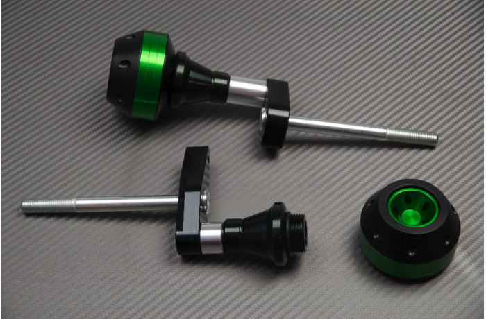 Sliders de protection haut de gamme vert pour cadre moto Kawasaki ER-6F