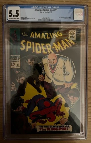 Amazing Spider-Man 2nd App of Kingpin, 1st Cover App 51 CGC 5.5 Ow-Oww