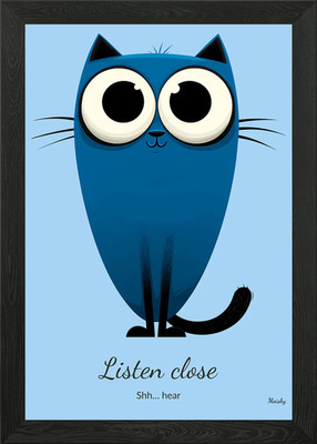 Listen Close Katze Kinder Wandbild Gerahmtes Wandbild Poster Leinwanddruck Bild