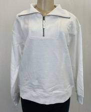 NWT L. L. Bean Women  s Sunwashed Sweats Quarter Zip Sweatshirt in White  Size M