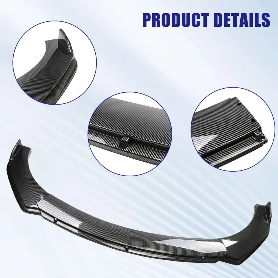 For Volvo V40 V50 V60 Front Bumper Lip Kit Spiltter Carbon Fiber Look Canards US Foto 3 de 4
