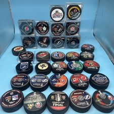 Lot Of 32! NHL Official Game Puck New & Used Stanley Cup, All Star, Etc