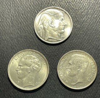 Belgium Silver Coins: Lot of 3 9605548