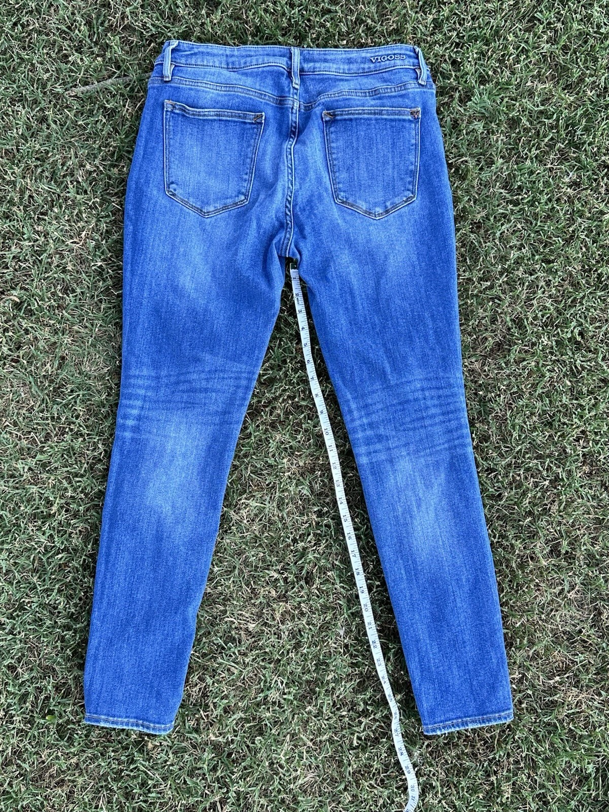 Vigoss Jeans Womens 31 Skinny Jagger Distress Dark Wash Blue