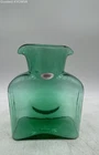 Blenko 2020 Handcrafted Green Art Glass Double Spout Water Jug Pitcher