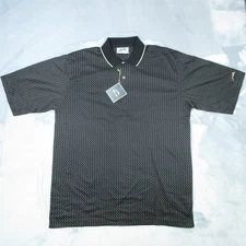 Slazenger Polo Shirt Mens Large Black Geometric Golf Tipped Collar NWT Style 480