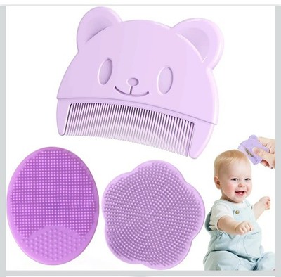 3 Stück Babybürste, Babyhaarbürste, Silikon Babykamm mit ovaler Shampoobürste