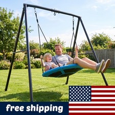 440lbs Heavy Duty Metal Frame Swing Set w/2 Seats Kids Outdoor Swing Frame Stand