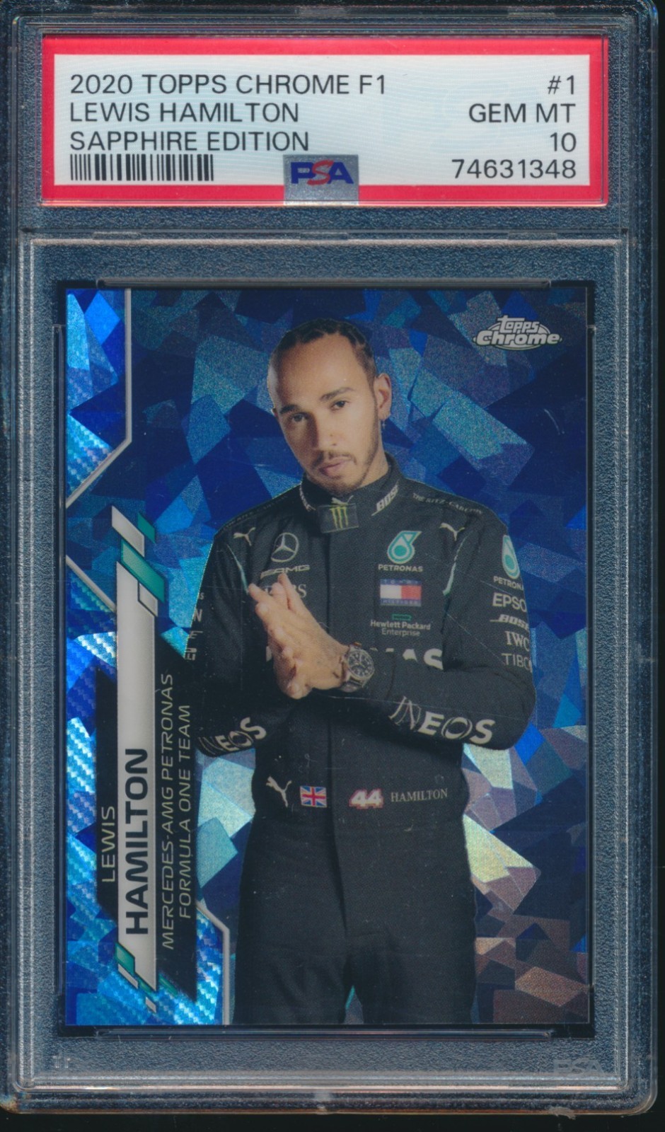 PSA 10 LEWIS HAMILTON 2020 Topps Chrome Sapphire F1 Formula Racing #1 GEM MINT view 1