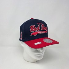 Mitchell  Ness Boston Red Sox MLB Snapback Hat Cap 3D Logo Spell Out Navy/Red