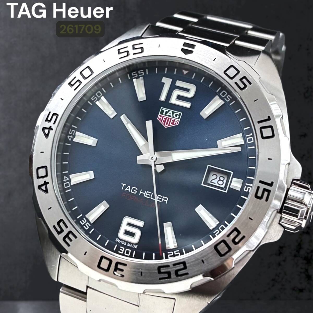 Box with Links TAG Heuer Formula 1 WAZ1118 Quartz Date Blue Dial Silver 41mm Men