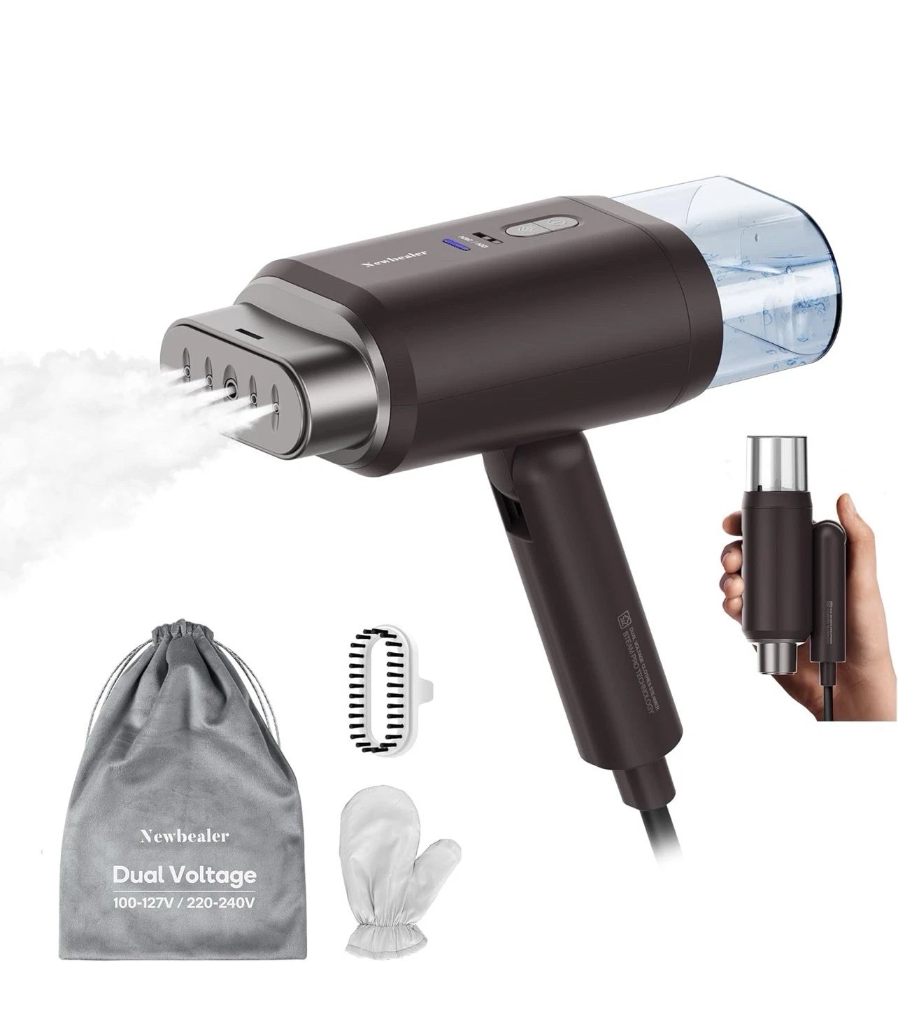 Newbealer Dual Voltage Garment Steamer 120V/220V, 1200W Powerful