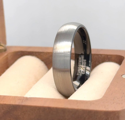 Gray Tungsten Band, Dome Rings Her Wedding Ring, Ring for Couple, Proposal Ring,