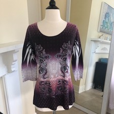 Closet Full Y2K Purple Fairy Grunge Top Medium Wild Paisley Print Whimsigoth