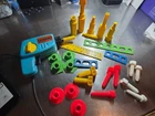 Vintage Fisher Price Drill 942 Lot with Ruler screws and attachments