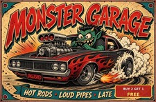 Rat Rod Custom Car Tin Sign Retro Garage Workshop Mechanic Metal Wall Plaque Art Rat Rod Custom Car Tin Sign Retro Garage Workshop Mechanic Metal Wall Plaque Art