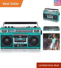 J-220BTTQ Aqua Turquoise Boombox MP3 Conversion from Radio to Cassette with 4...