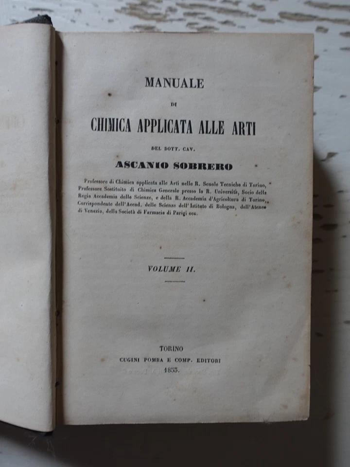 Manuale di chimica applicata alle arti. Ascanio Sobrero ed. Pomba 1853 (4) - Immagine 2 di 4