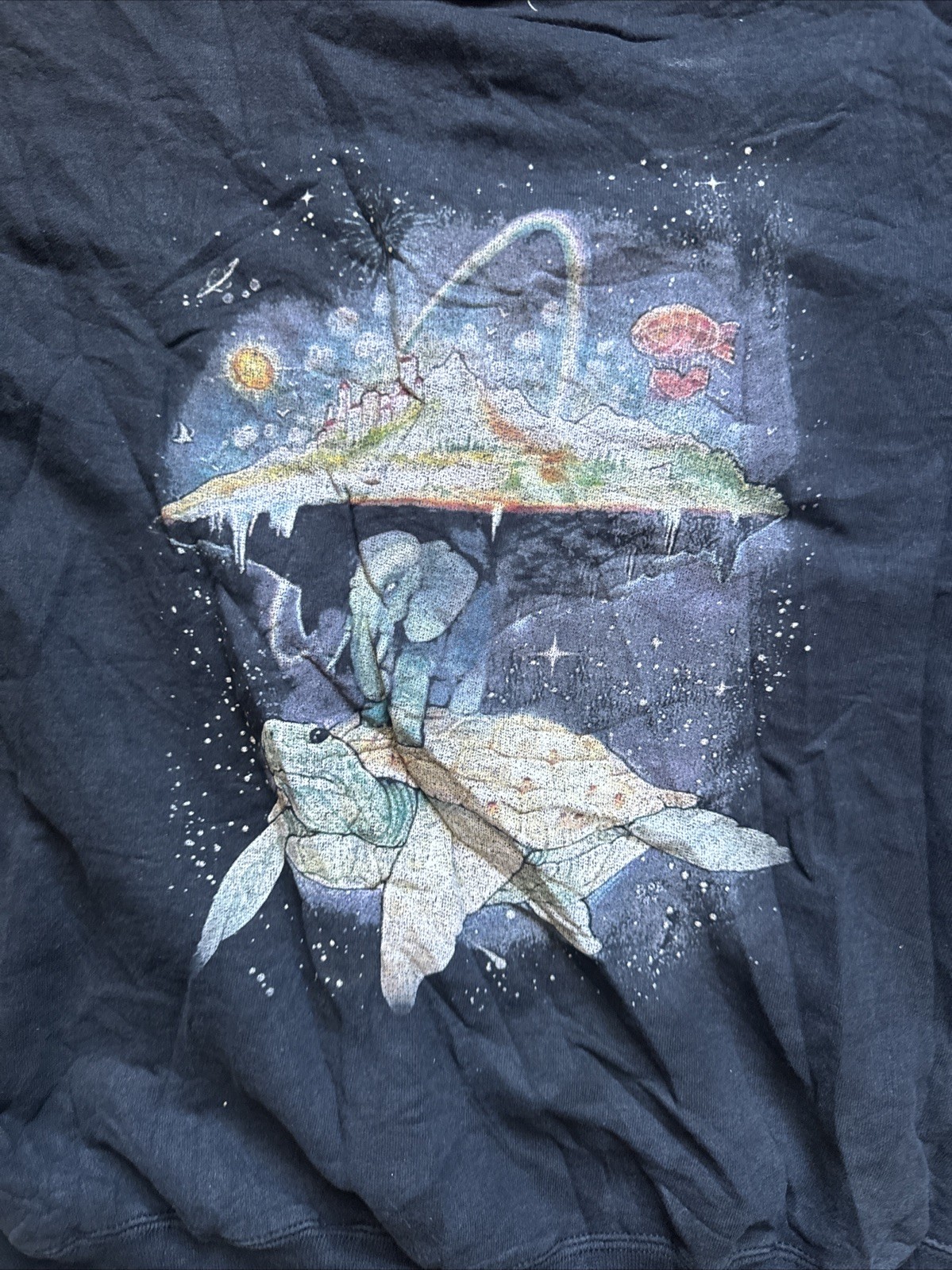 Vintage 90s Hanes  Sweatshirt Cosmic Sea Turtle Earth Fantasy Size L(42-44)
