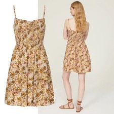 NEW Madewell Tucker Tie Strap Lucie Mini Dress Beige Floral XS Bloomcore Scandi