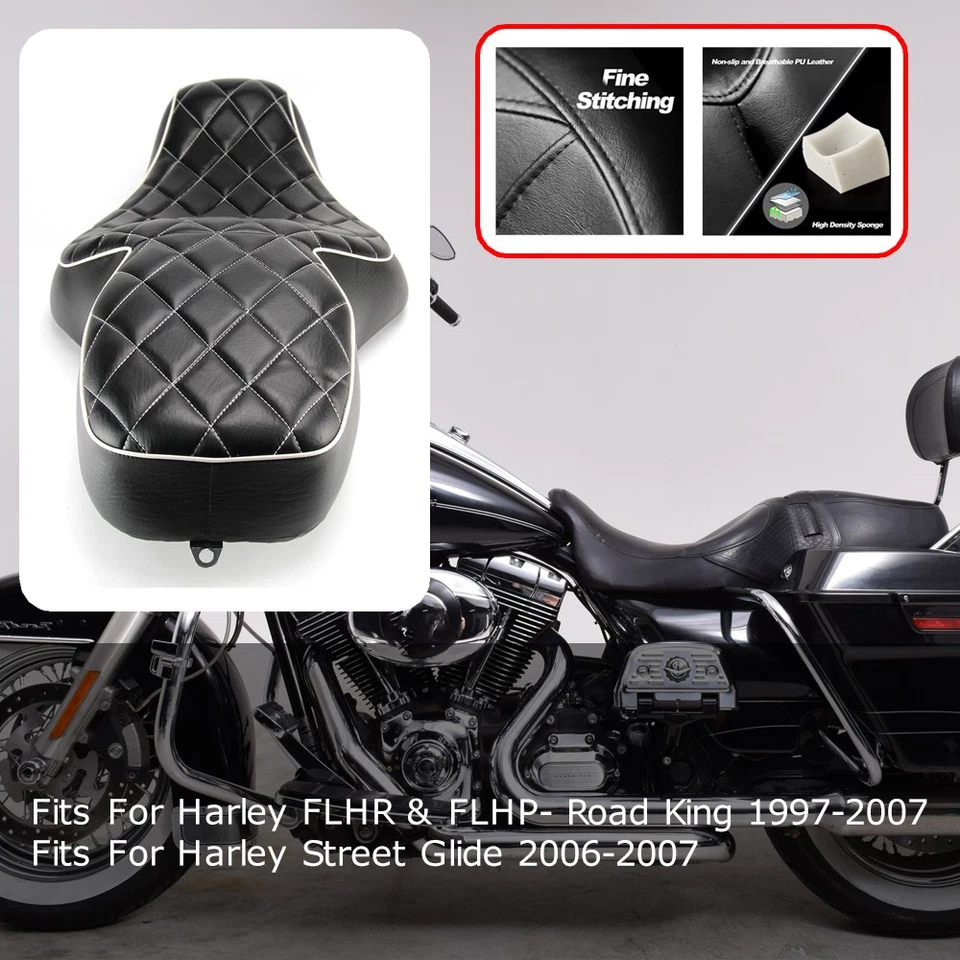 Driver Passenger Seat For Harley Touring Street Glide 06-07 Road King 1997-2007 Foto 4 de 4