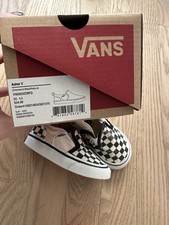 Vans Infant Slip On Checkerboard Shoes Black/White Asher V Size 4