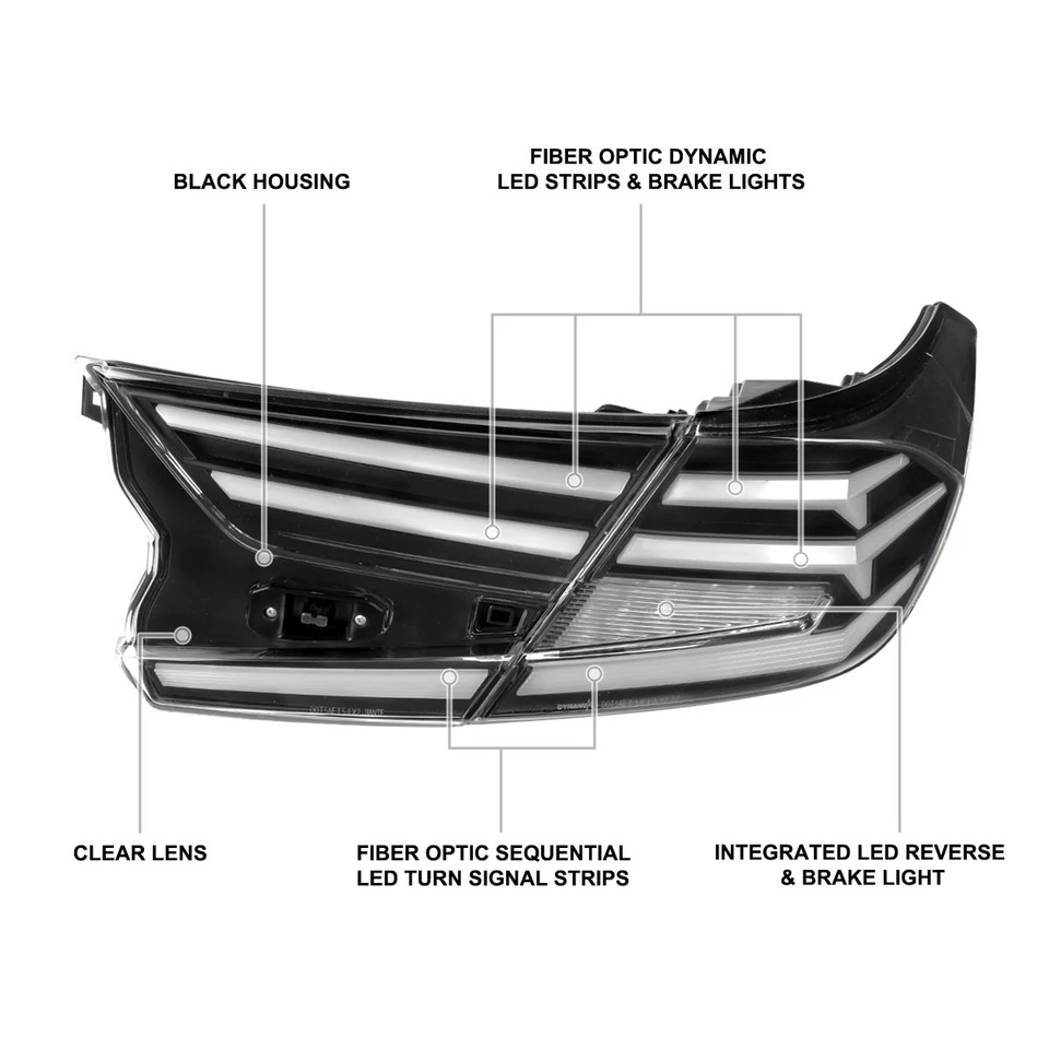 Black Tail Lights Fits 2018-2022 Honda Accord Sedan LED Sequential Signal Lamps Foto 4 de 4