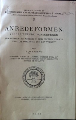 Anredeformen, Vergleichende Forschungen zur indirekten Rede in der Dritten Perso