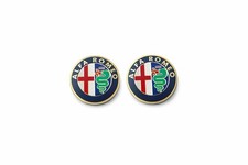 Alfa Romeo Logo Emblem – 2er Set – Rund – Neu – Silber/Blau – Selbstklebend