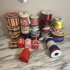 Holiday Ribbon Gift Wrapping Crafting Supplies Assorted Colors Lot Of 25