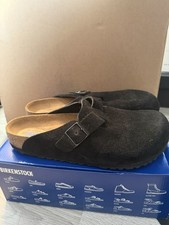 Birkenstock Boston Black Suede Footbed UK Size 9