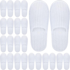 12 Pairs Closed Toe Spa Slippers Reusable Slippers Coral Fleece Washable Disposa