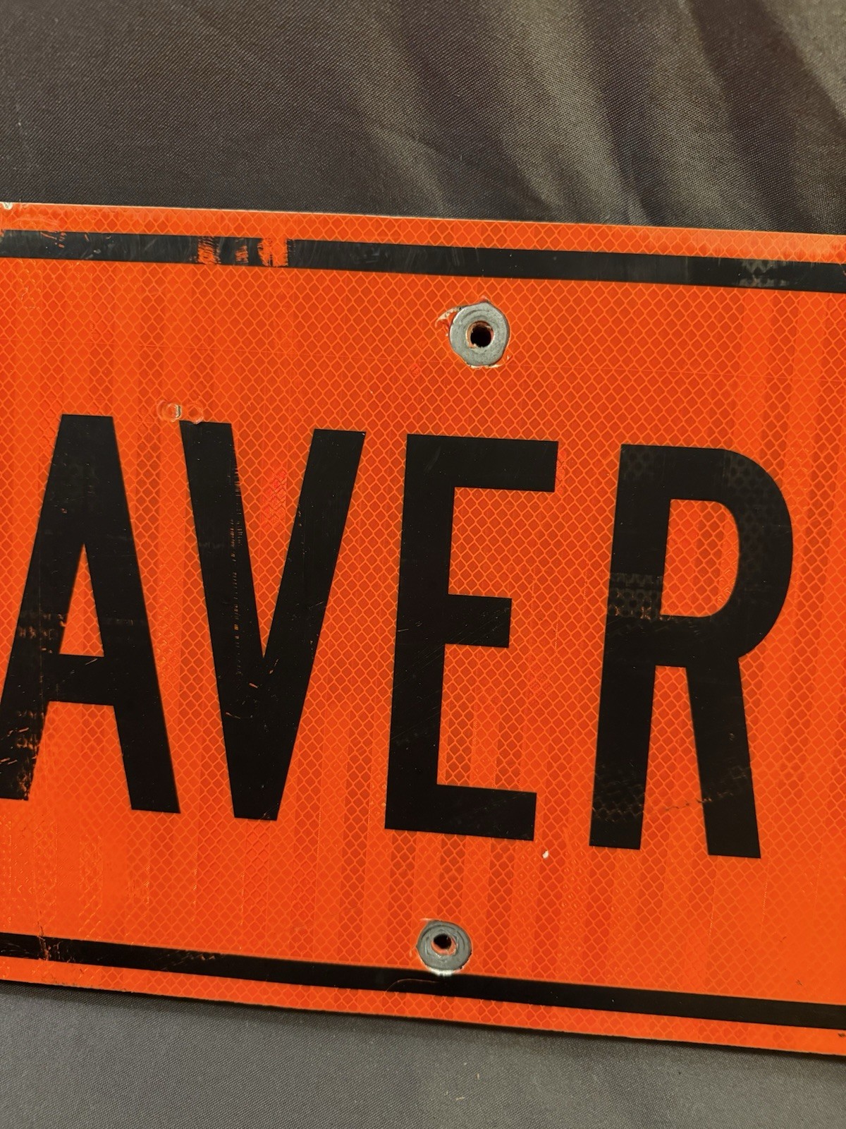 Fun Vintage BEAVER ST Orange Reflective Municipal Construction Street Sign 