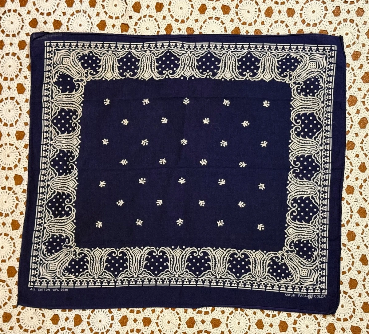 Western/Bandana Blue Original Vintage Plain & Solid Handkerchiefs