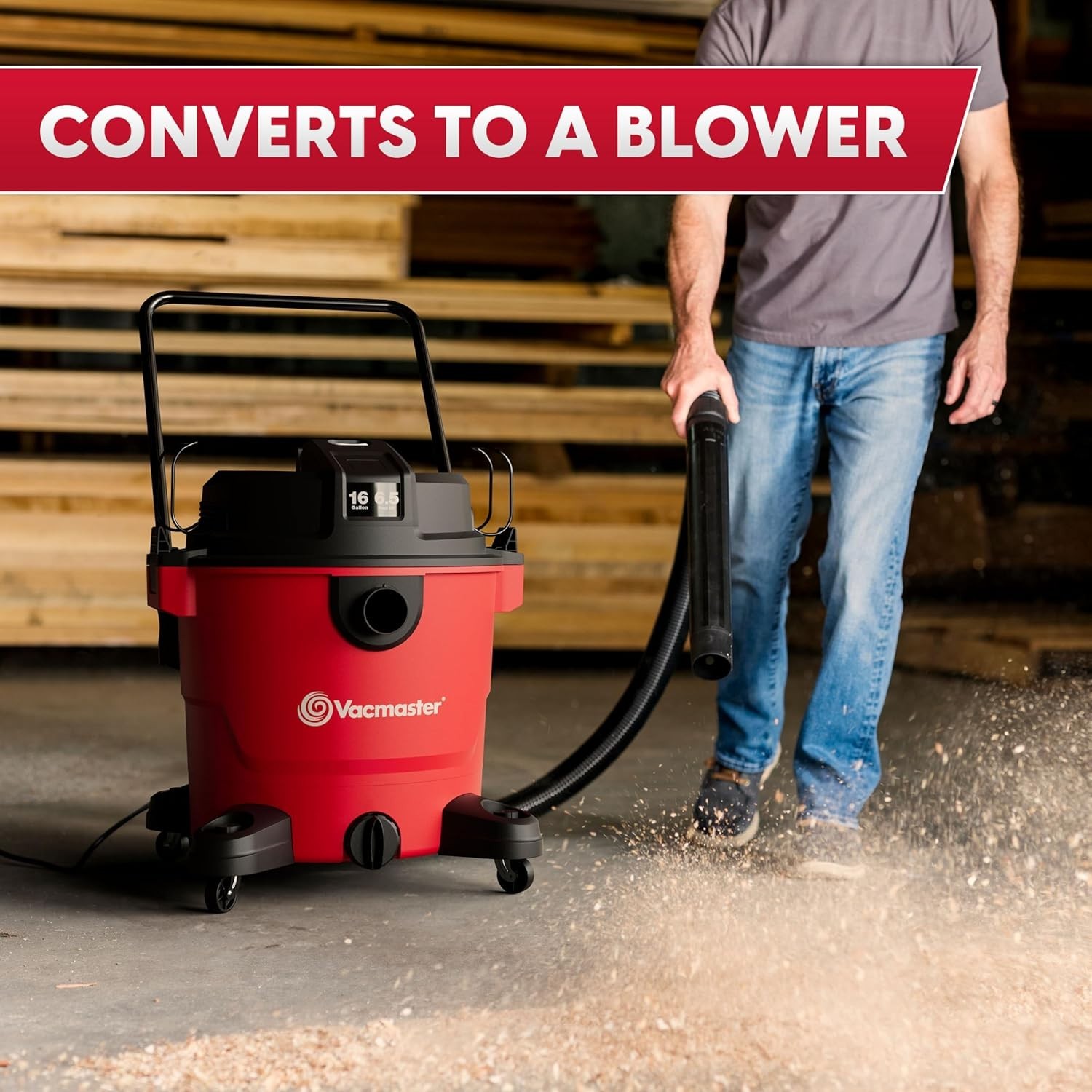 Versatile 16-Gallon Red Wet/Dry Vacuum with Blower Functionality & Accessories