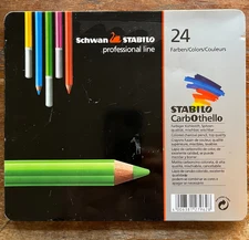 STABILO Carb0thello *20* Colored charcoal pencils in tin +Bruynzeel design brush